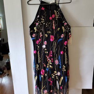 Hot Gal Women's Halter Style Summer Dress Sleeveless Knee Length Embroidered